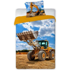 Kokvilnas gultas veļa 160x200 Dzeltens ekskavators 2549 Turbo konstrukcija