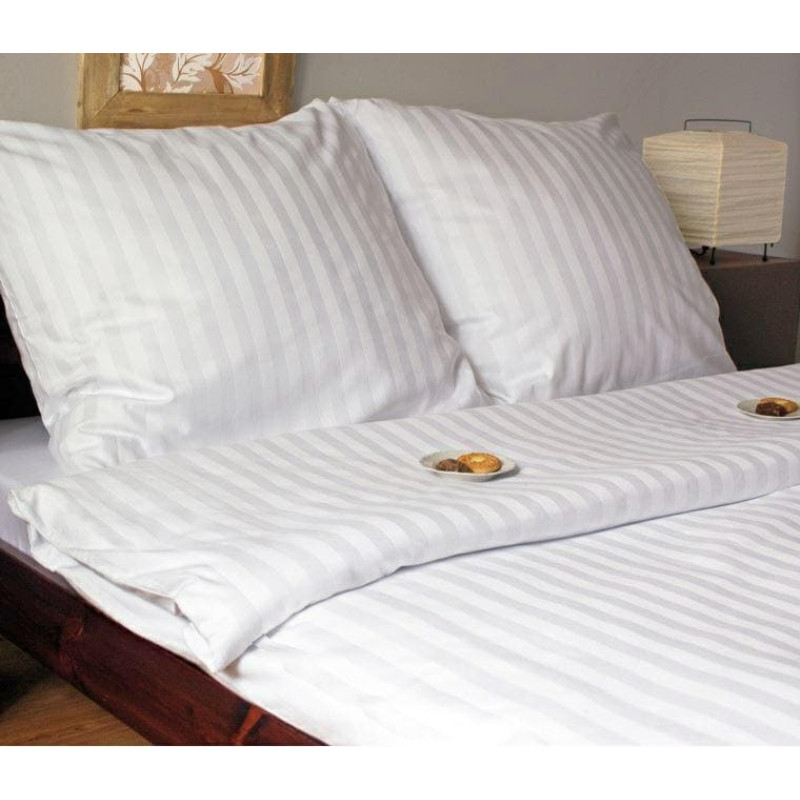 Damaskas segas pārvalks 160x200 Tivoli baltas svītras 1 cm pārklāšanās 30 cm 140 g/m2 satīna satīns
