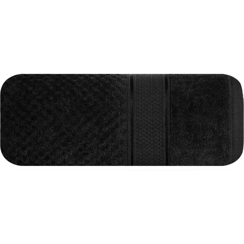 Jessi dvielis 70x140 melns frotē audums 500g/m2 ar reljefu čekas rakstu un velūra apmali