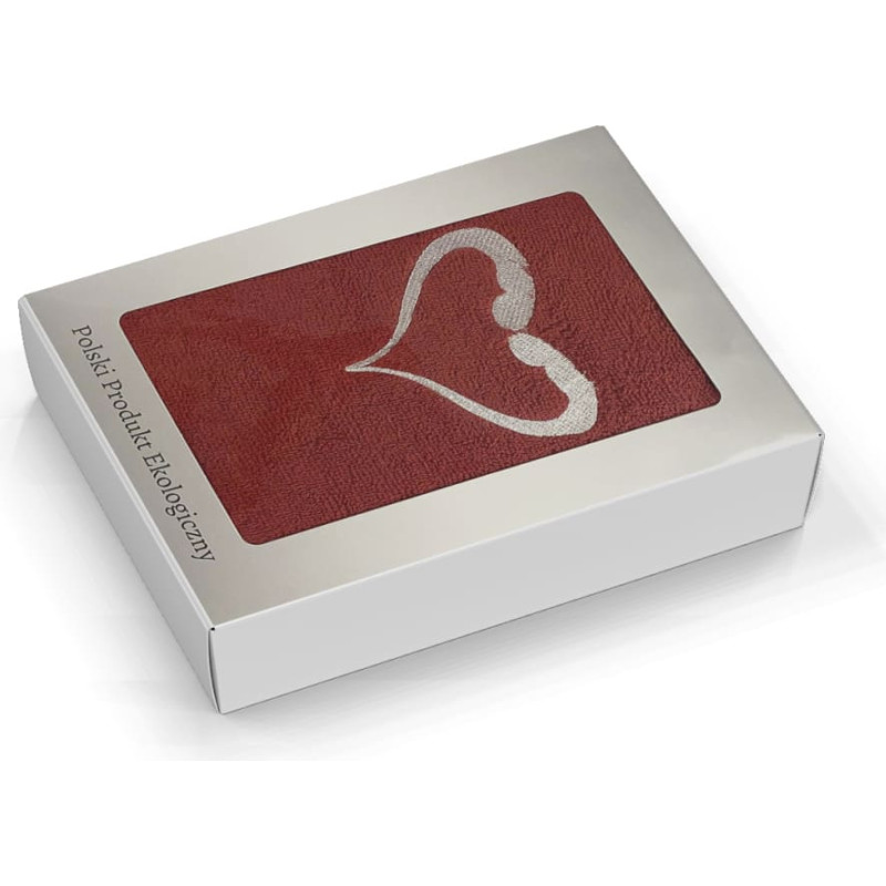 Dvielis Valentīndienai 70x140 sarkans Sirdsbalts izšuvums kastītē