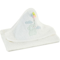 Bērnu vannas dvielis 75x75 Baby 37 balts ziloņu dvielis ar kapuci 350g/m2