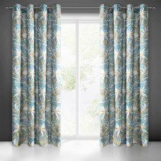 Aizkars 140x250 Sema tirkīza tumši smilškrāsas palmu lapas, kas gatavas uz starplikām