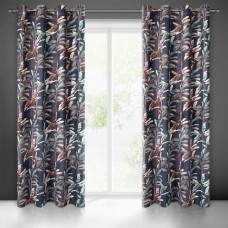 Aizkars 140x250 Nikola grafīta zaļa velūra banānu lapas gatavas uz starplikām