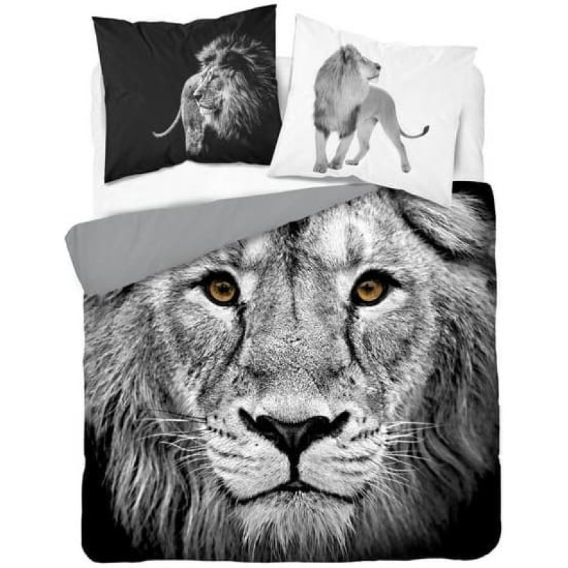 Kokvilnas gultas veļa 220x200 3812 A Lew melna jauniešu pelēka Lions Lion Holland Natura 2