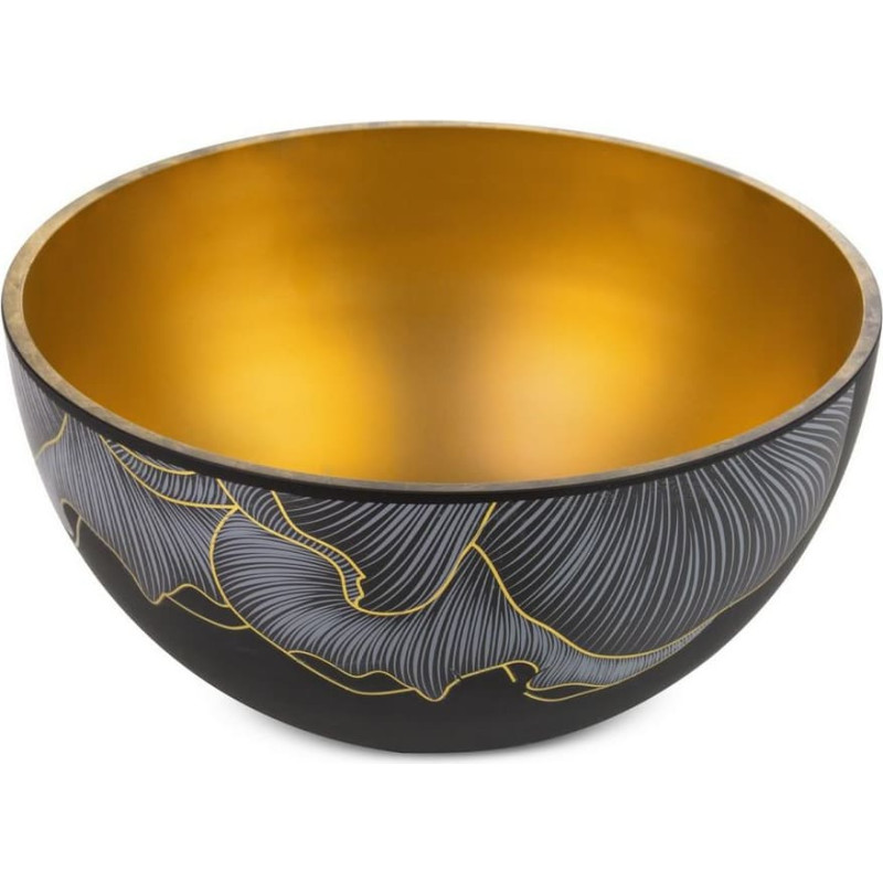 Bļoda 25x13 Peonija 1 melnā zelta peonijas mākslas stikla ziedi Limited Collection