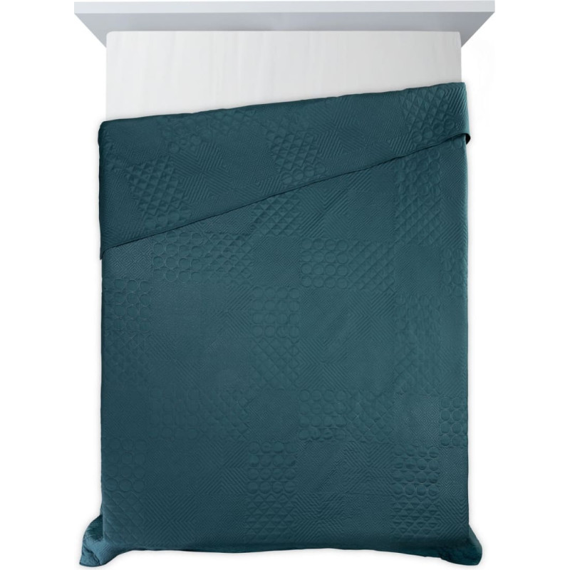 Dekoratīvais gultas pārklājs 200x220 Boni 5 tumši tirkīza ģeometrisks