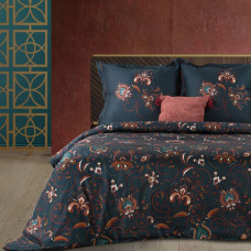 Satīna gultas veļa 220x200 Morocco 1 tumši zils bordo ornaments Terra Collection kastē