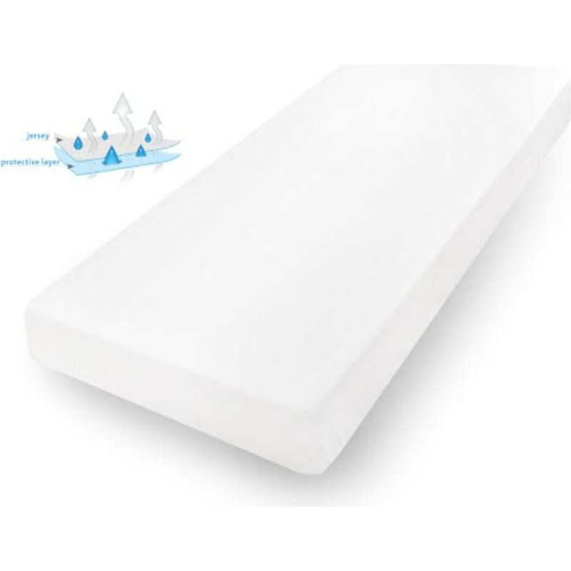 Ūdensizturīgs pieguļošs palags 200x200 01 balts džersijs ar elastīgu pamatni
