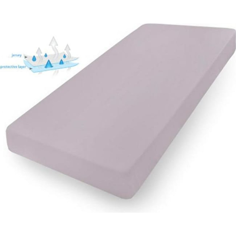 Ūdensizturīgs pieguļošs palags 90x200 42 pelēks džersijs ar elastīgu pamatni
