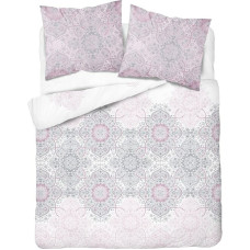 Kokvilnas gultasveļa 220x200 rozā pūderpelēki ornamenti 3493 C Kokvilna 5