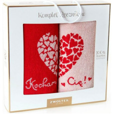 Dvieļu komplekts kastītē 2gb Valentīndienas mīļotāji I love you 50x90 sarkanais krēms dāvanai