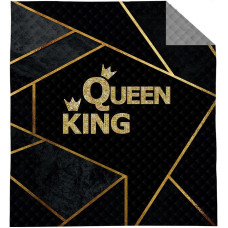 Dekoratīvais gultas pārklājs 170x210 Queen King melns zelta pelēks K_62 112 gultas pārklājs