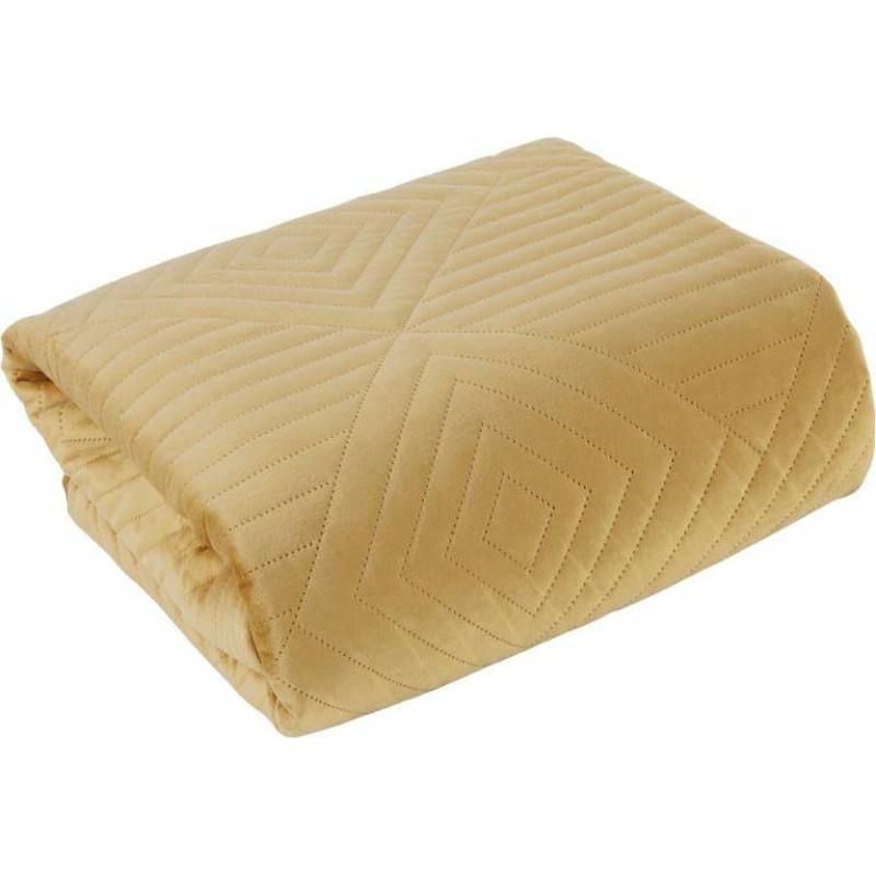 Dekoratīvais gultas pārklājs 200x220 Sofia 2 medus velūra ģeometrija