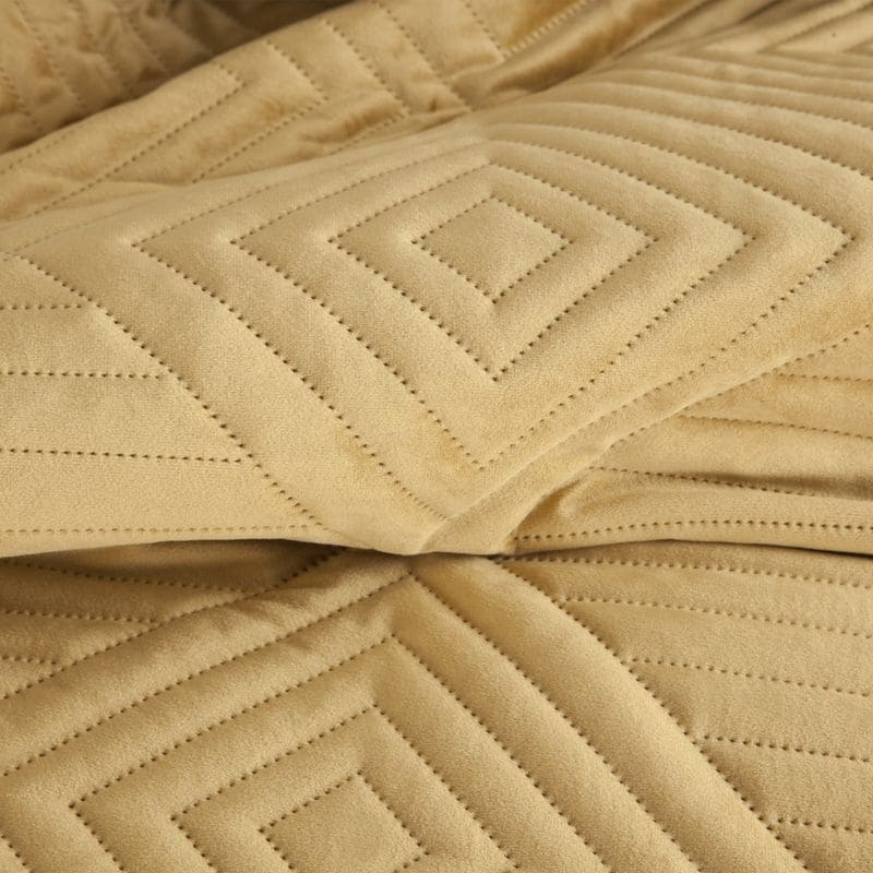 Dekoratīvais gultas pārklājs 200x220 Sofia 2 medus velūra ģeometrija