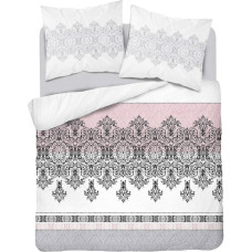 Kokvilnas gultas veļa 160x200 Glamour balti rozā austrumu ornamenti 3833 A Cotton 88