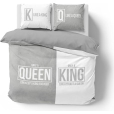 Kokvilnas gultas veļa 220x200 Queen King pelēka balta 4100 A Holland 129