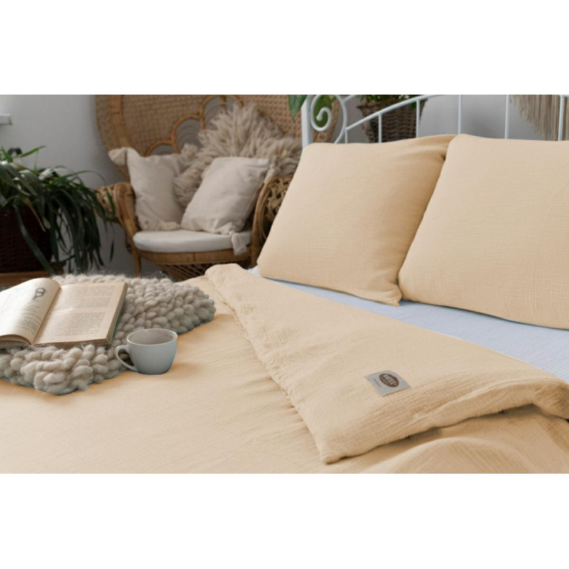 Kokvilnas muslīna gultas veļa 160x200 bēšs 15 vienkrāsains