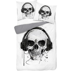 3D mikrošķiedras gultas veļa 160x200 Skulls balts pelēks 4341 A Magic 2