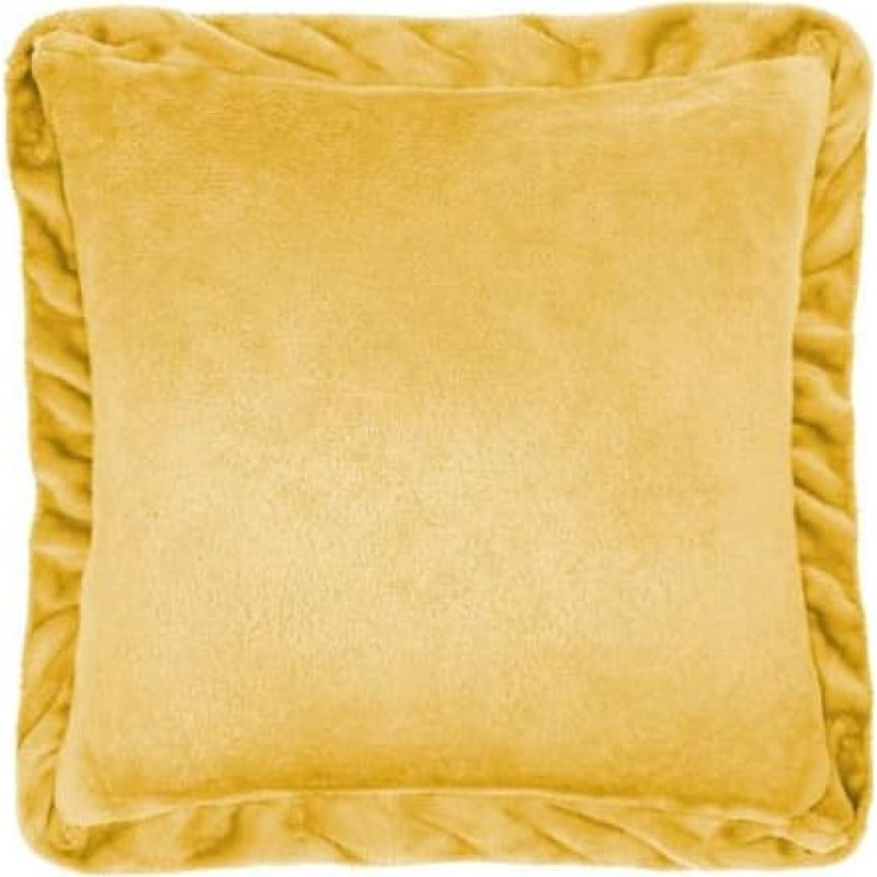 Dekoratīvā spilvendrāna 40x40 Ruffly sinepes no mikrošķiedras ar volānu