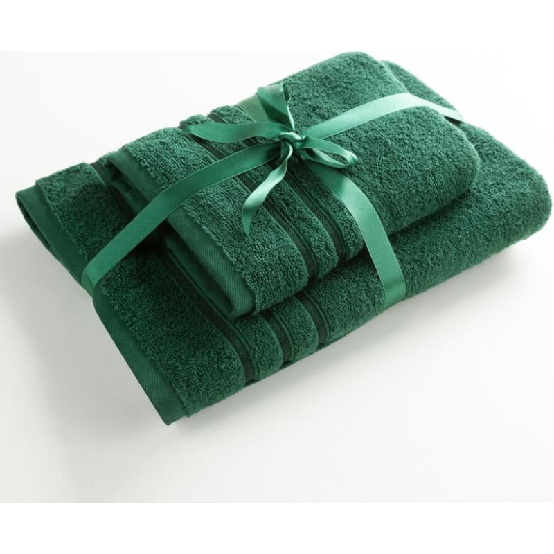 Dvieļu komplekts 2gb Loca tumši zaļš dāvanu frotē audums 480g/m2