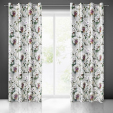 Aizkars 140x250 Margrietiņas sudrabzaļi velūra ziedi gatavi uz starplikām