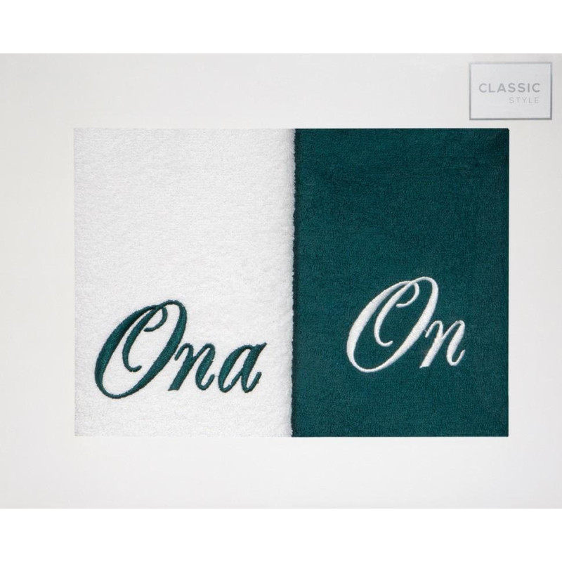 Dvieļu komplekts kastītē 2gb 70x140 Ona krēms tumši zaļš