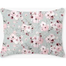 Kokvilnas spilvendrāna 50x60 ziedi pelēki rozā 1475N Classic