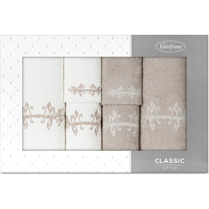 Dvieļu komplekts kastītē 6gab.Camellia krēmbēši ziedi 380g/m2