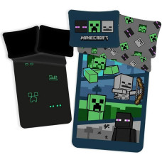Gultas veļa spīd tumsā 140x200 Minecraft 3562 Hostile Mobs kokvilnas spilvendrāna 50x70 JF 02