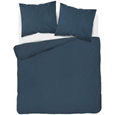 Damaskas gultas veļa 160x200 džinsa tumši zilas vienkāršas svītras 1 cm Pure