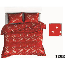 Kokvilnas gultas veļa 200x220 R126 sarkanas sirdis baltas sirdis 315D