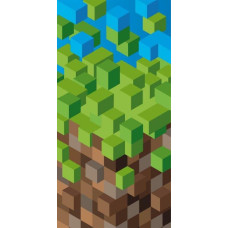 Pludmales dvielis 70x140 Minecraft Pixel 77 zaļi brūns bērnu kokvilna