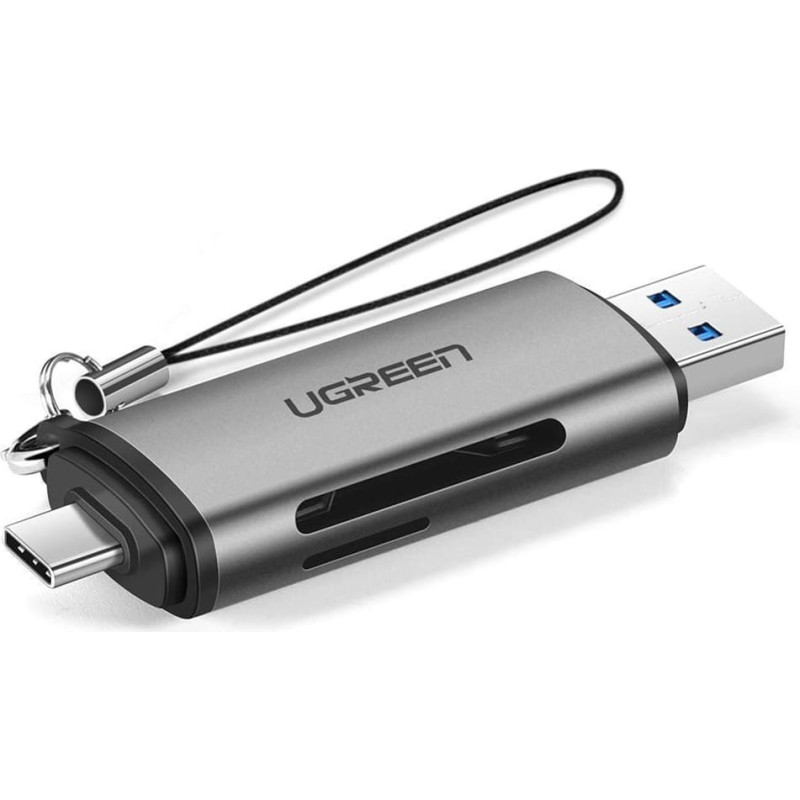 Ugreen Universāls micro SD kar&scaron;u lasītājs USB 3.0 un USB-C 3.0, pelēks
