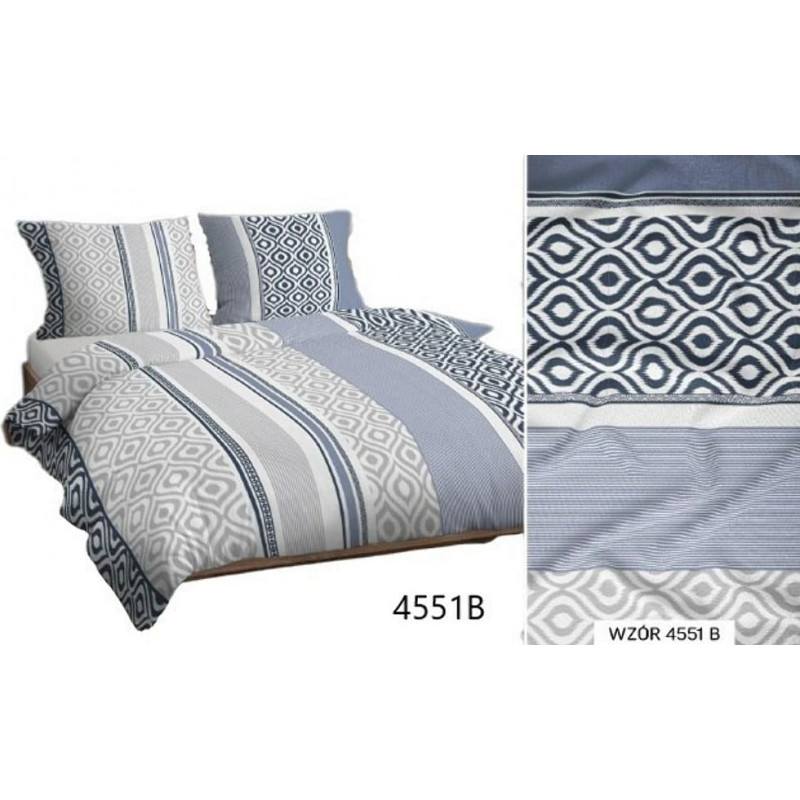 Flaneļa gultas veļa 160x200 zili pelēka ģeometrija 4551 B Flanel Max