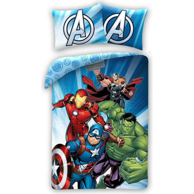 Kokvilnas gultas veļa 140x200 Avengers zila spilvendrāna 70x90 1925BL Kids 12