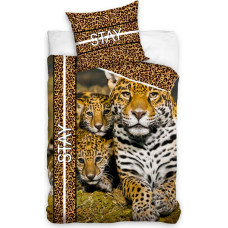 Kokvilnas gultas veļa 160x200 Leopard Africa spilvendrāna 70x80