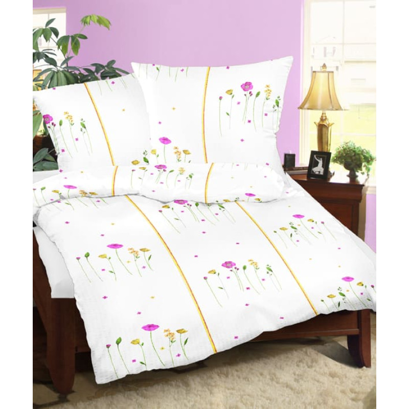 Mizas pakaiši 200x220 raksts 143/1 Balta pļava ar pogām 100% bieza kokvilna