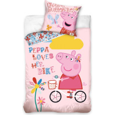 Gultas piederumi Peppa Pig 160x200 C Peppa Pig uz velosipēda 6005 Jauns