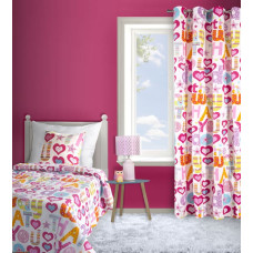 Bērnu gultas pārklājs 170x210 Gabby Hearts Letters, stepēts
