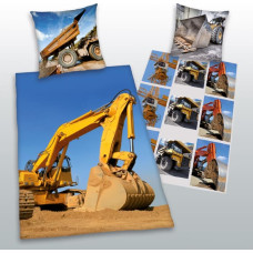 Kokvilnas gultas veļa 135x200 Excavator 0824 Blue Sky spilvendrāna 80x80