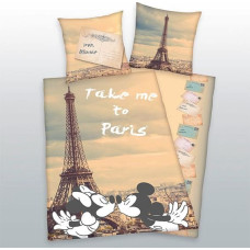 Kokvilnas gultas veļa 140x200 Paris Mice 5455 Paris Mickey Mini spilvendrāna 70x90