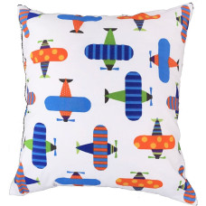 Kokvilnas spilvendrāna 40x40 1262E, balta, zila, krāsainas plaknes