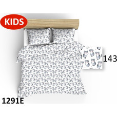 Kokvilnas spilvendrāna 50x60 1291E balti kaķi pelēkas sirdis rozā 143D