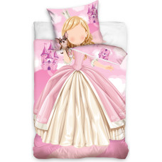 Kokvilnas gultas veļa 140x200 Princess Princess rozā 5518, kas spīd tumsā