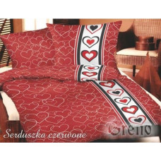 Satīna gultas veļa 140x200 Red hearts Gold Line
