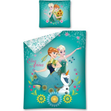 Kokvilnas gultas veļa 140x200 Frozen 14 Frozen Elsa Ania Olaf green 0569