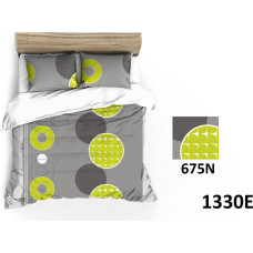 Flaneļa gultasveļa 200x220 1330E pelēki zaļi apļi