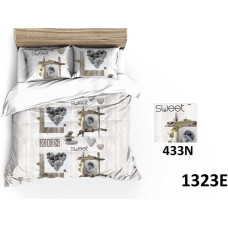 Kokvilnas gultasveļa 140x200 1323E Saldās sirsniņas pelēki brūna 433N abpusēja