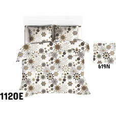 Kokvilnas gultasveļa 140x200 1120E balti ziedi brūni pelēka 619N