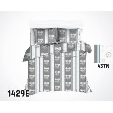 Kokvilnas gultasveļa 140x200 1429E pelēkas baltas pienenes 437N